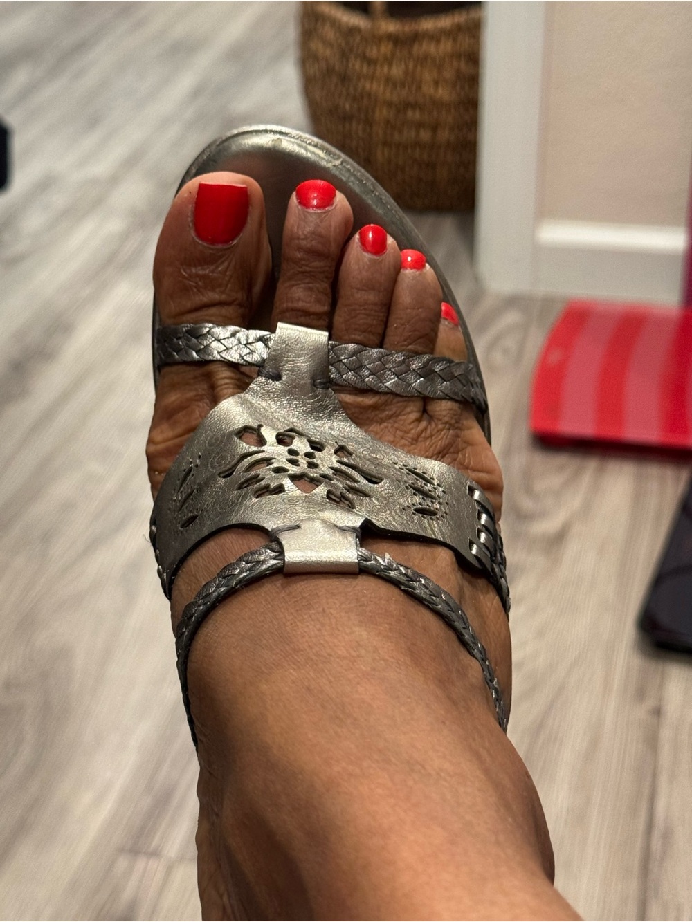 BCBGirls Metallic Silver Braided Espadrille Wedge Sandals, Size 10 - Picture 3 of 4